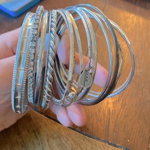 Silver metal bangle bracelets